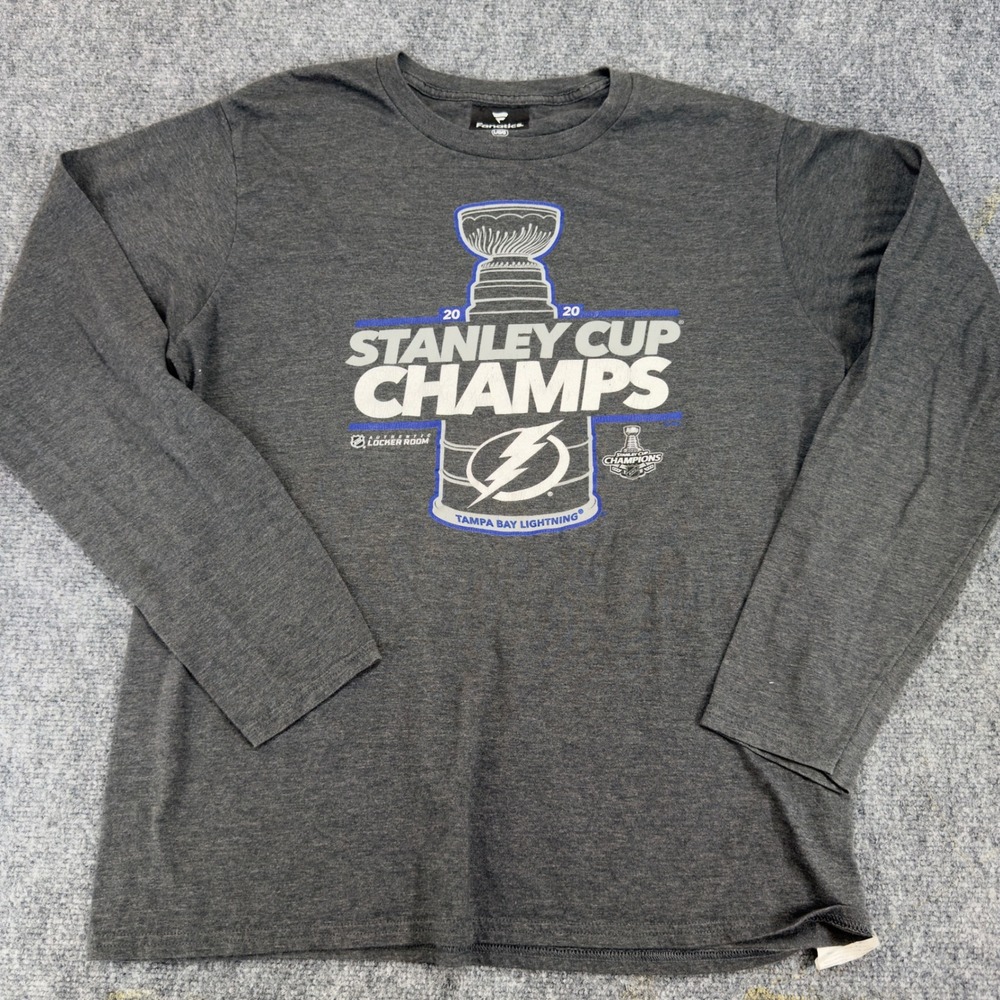 Fanatics Tampa Bay Lightning Stanley Cup Champs Shirt Grey Size L